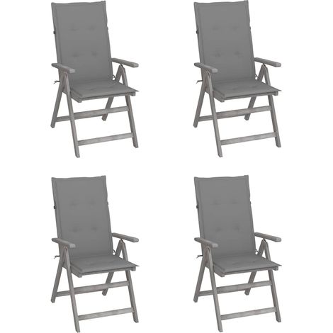 vidaXL Sillas reclinables jardín y cojines 4 uds madera maciza acacia (1/5)