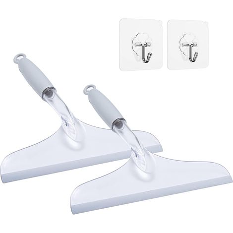 Raclette de douche pour porte vitrée, raclette en caoutchouc de 25 cm pour carrelage et miroir de salle de bain, outil de nettoyage transparent pour vitres, lot de 2 (1/5)
