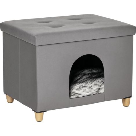 Pouf repose-pieds pour chat avec coussin amovible et lavable, gris produit de qualité avec garantie satisfait ou remboursé (1/5)