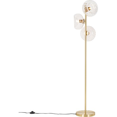 Art-Deco-Stehlampe Gold mit Glas 3-flammig - Ayesha