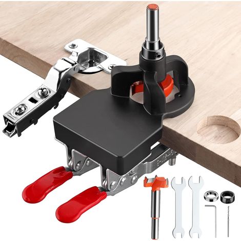 CCYKXA 35mm Hinge Jig Double Clamp Alloy Hinge Drilling Jig 35mm Hole Punch Locator Hole Opener Cabinets Drilling Guide for Door, Concealed Hinges (1/5)