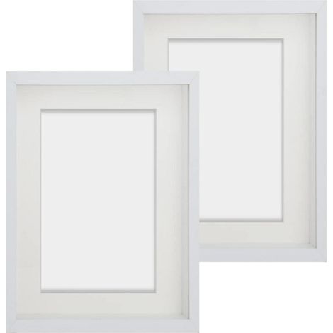 Bilderrahmen 3D Echtglas Passepartout Weiß 2er 20x25 cm für 13x18 cm (1/5)