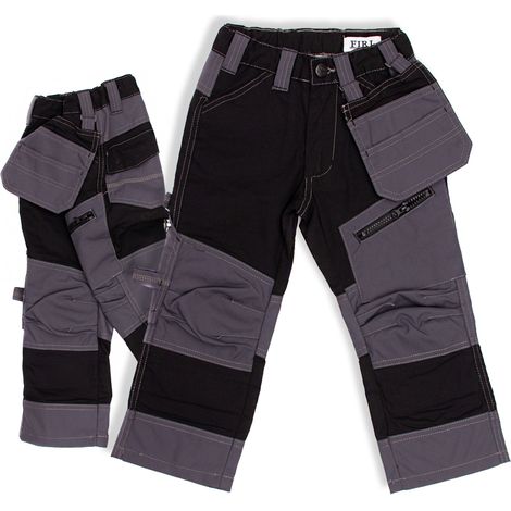 Kinderarbeitshose mit Verstärkungen und Taschen. Kinderarbeitshose mit Verstärkungen, Größe 110/116, marineblau mit schwarzen Details.