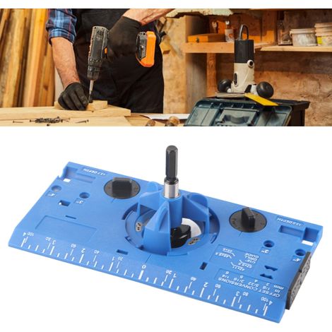 Neues Werkzeug zum Öffnen von 35-mm-Scharnierlöchern für die Holzbearbeitung, Bohr- und Positionierungslehre, blau (1/5)