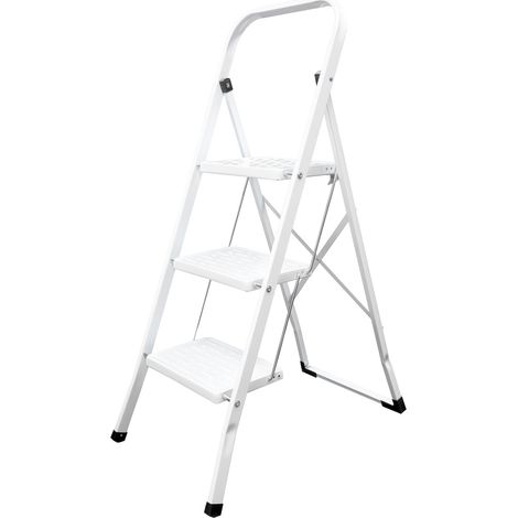 Escalera Domestica Acero 3 Peldaños, Escalerilla Blanca (1/6)
