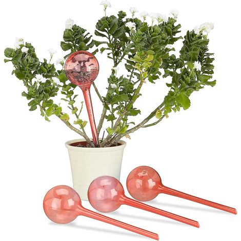 250 Ml Rouge-lot De 4 Boules D'irrigation 2 Semaines Escamotables En Plastique Pour Plantes En Pot (1/5)