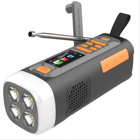 Radio FM/Bluetooth d'urgence 4500 mAh avec USB/solaire/dynamo à manivelle (1/5)
