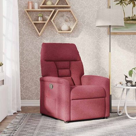 Maison Exclusive - Sillón reclinable de tela rojo tinto