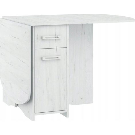Table à manger ovale pliante avec 2 tiroirs Blanc artisan 160x80cm modèle:HOMNI 2 Table pliable (1/4)