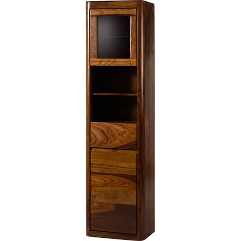 Armadietto Sheesham marrone scuro Laccato 50x35x193 cm montato TORONTO 211 (1/4)