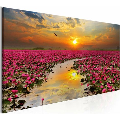 Tableau champ de lys étroit - 135 x 45 cm (1/4)