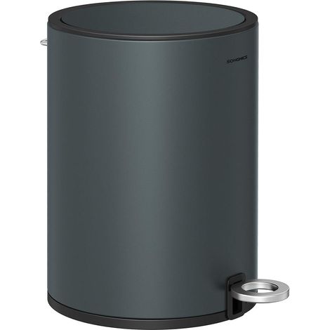 Poubelle à pédale intérieure 23,8 x 18,8 x 25,7 cm ergonomique design moderne bureau salle de bain en acier gris verdâtre (1/2)