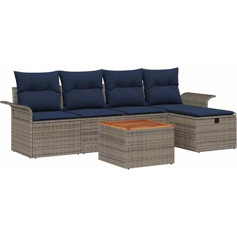 Maison Exclusive - Set Divano da Giardino con cuscino 6 pcs Grigio polyrattan