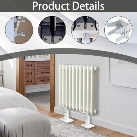 NALOOKAMIC Lot de 2 Support Radiateur, Kit de Pieds de Radiateur à Montage au Sol 14-21 cm Ajustable Support Radiateur en Acier, Tablette de Radiateur Double Stabilité pour Radiateurs à Panneaux