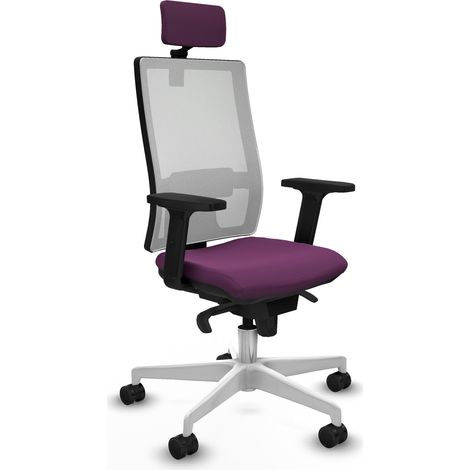 Horna sincro malla blanca similpiel morado brazos 2D base blanca cabecero 2D ruedas 65mm nailon (1/5)