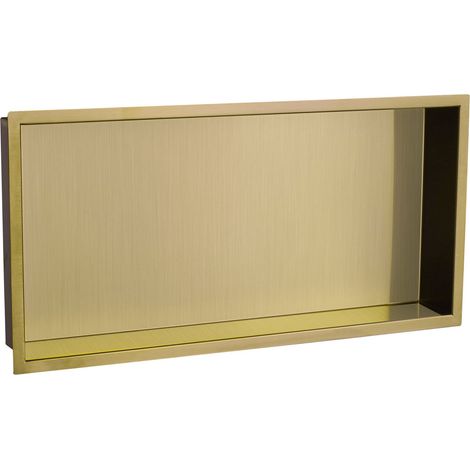 JTP Vos Rectangular Shower Niche 300mm H x 600mm W - Brushed Brass (1/2)