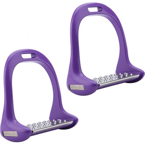 Étrier d'équitation en acier inoxydable antidérapant, selle en aluminium peinte en violet (1/5)