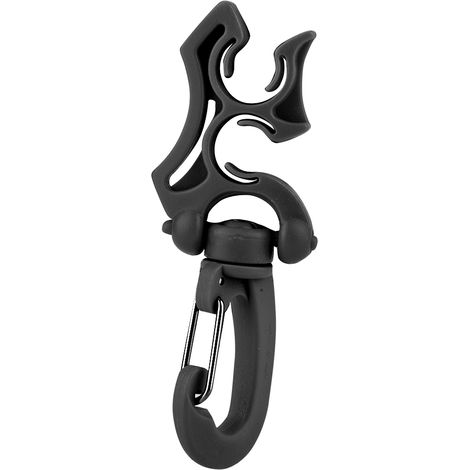 Porte-équipement double pour détendeur de plongée et tuba, avec mousqueton et boucle pour gilet stabilisateur (Noir) (1/4)