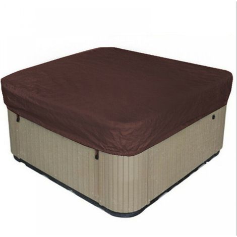 Housse de spa carrée en polyester 210, protection contre la poussière et les UV, imperméable, avec sac de rangement, marron, 215 x 215 x 30 cm (1/3)