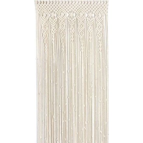 Main-tenture murale en coton tisse macrame boho , tapisserie murale beige 100x200cm pour chambre salon , rideau separation (1/4)