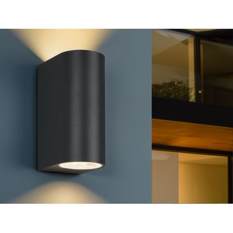 Runde Außenwandleuchte Up and Down Anthrazit mit GU10 LED, Höhe 15cm (1/5)