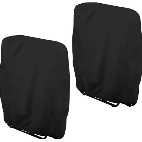 Confezione da 2 teli di copertura impermeabili neri da 71x34x110 cm per mobili da giardino, sedie da patio pieghevoli e impilabili. (1/5)