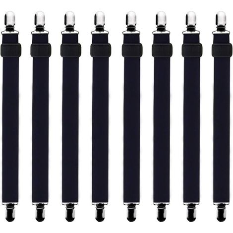 8Pcs (60cm à 200cm) Tendeur Drap Housse Lit Drap Réglable,Tendeurs de Maintien,Convient à Tous Lits et Matelas,Noir