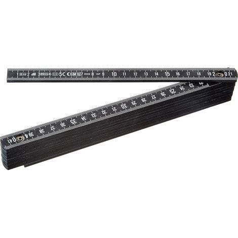 Mètre pliable conçu en fibre résistante, longueur de 2 mètres, couleur noire, léger et pratique pour les mesures manuelles et les travaux de bricolage. (1/2)