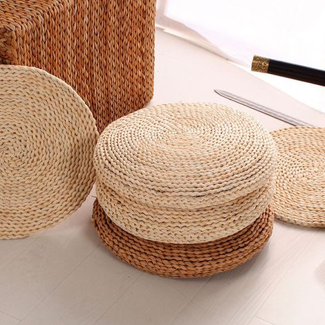 Coussin de méditation zafu en paille ronde, rembourrage doux et confortable, idéal pour yoga et méditation