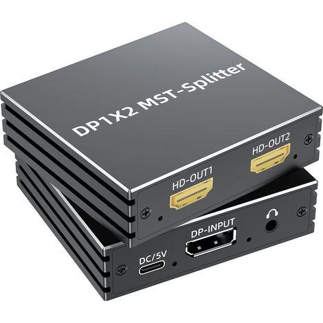 Adaptateur DisplayPort vers double HDMI 4K @ 60 Hz 1 entrée 2 sorties MST Hub Display port vers HDMI moniteur Splitter pour double moniteur Extend Mirror Display avec sortie audio, pour PC (1/5)