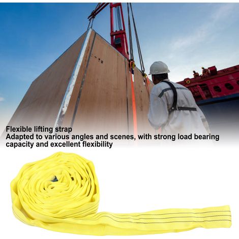 Élingue de levage flexible en polyester jaune à double boucle 3T 3M pour grue industrielle, corde de remorquage (1/5)