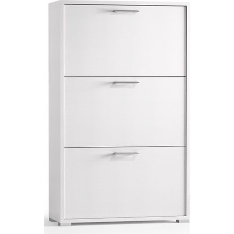 Scarpiera bianco frassinato 112 cm con tre ante a ribalta - Islanda (1/3)