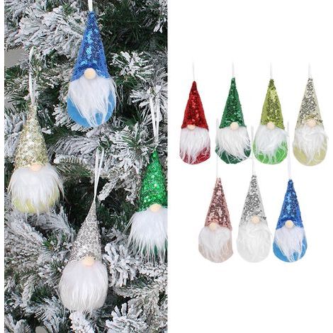 7 Pièces Ornements Nains Suspendus Porte-Bonheur Écologiques Mignons Décoration Arbre de Noël Maison Mur (1/5)
