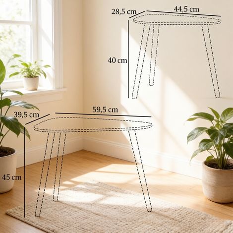 Ensemble de 2 tables basses gigognes modulables en MDF et pin, design scandinave blanc et naturel (1/5)