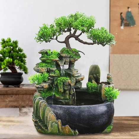 Fuente de resina de interior con cascada de meditación zen para el hogar, la oficina o el dormitorio