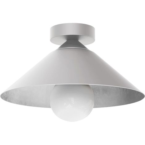 LUMICOM  CHAPEAU Plafoniera, 1XE27, max 42W, metallo, bianco opaco/foglia argento, D25cm