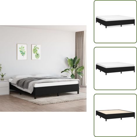Cadre de lit sans matelas noir 160x200 cm tissu - Cadre De Lit - Lit Double - Literie - Meuble Chambre - Design Moderne (1/5)
