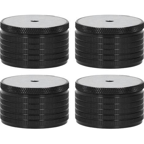 Lot de 4 pieds de support pour sommier, lit et chaises, en alliage d'aluminium, réglables en hauteur (23-37 mm), finition noire brillante. (1/5)