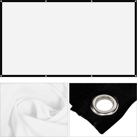 Écran de Projection 220 x124CM 16:9 4K 1080 HD, Toile de Vidéoprojecteur Murale, Angle de Vision Étendu, avec Crochets, pour Cinéma Domicile, Bureau, Classe de Classe (1/5)