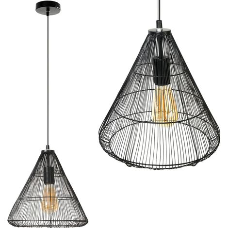 LAMPADA A SOSPENSIONE LH2065 LOFT NERO CONO 1-PUNTI LUCE E27 30X30X28-118CM REGOLABILE (1/5)