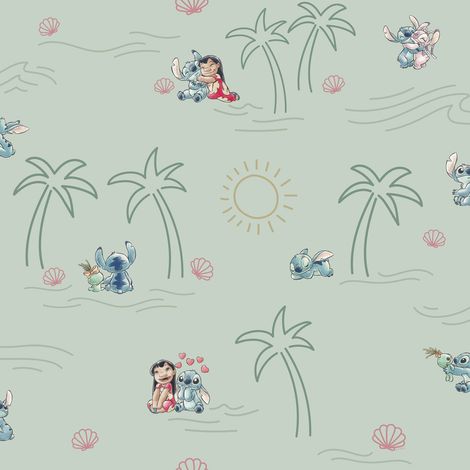 Papier peint - Disney Lilo and Stitch Beach Love - Rouleau: 53 x 1005 cm
