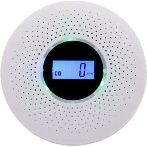 Rilevatore di fumo, rilevatore combinato di fumo e monossido di carbonio, allarme composito con avviso acustico e display digitale a batteria - Crezuo