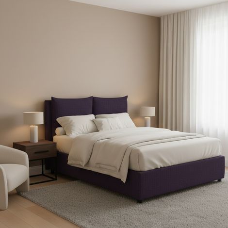 Lit 1 Place et Demie Falmouth, Déhoussable, Coffre Made in Italy, Violet (1/5)