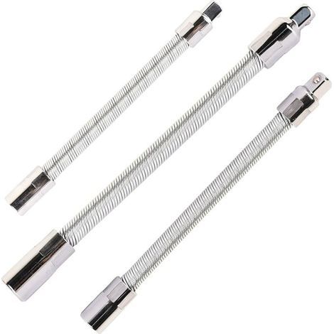 Lot de 3 rallonges flexibles en acier inoxydable Argenté 1/4 3/8 1/2 (1/5)