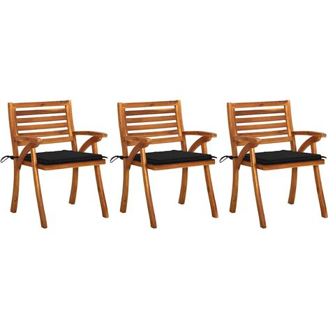 Sillas de comedor de jardín con cojines 3 uds madera de acacia