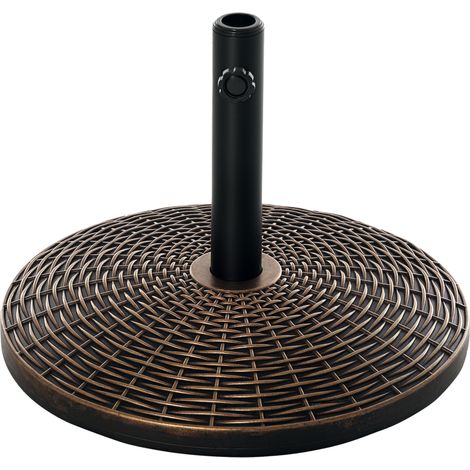 Base rotonda in plastica effetto rattan per ombrellone, portata 25 kg, per pali da 35 mm, 38 mm e 48 mm.