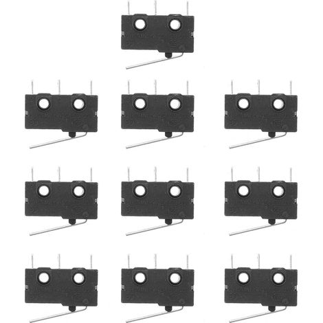 Microrupteur Fin de Course Étanche 20 Pièces 3 Broches Noir 5a Levier Long à Charnière, Plastique, 125/250v, pour Jouets et Appareils Domestiques (1/5)