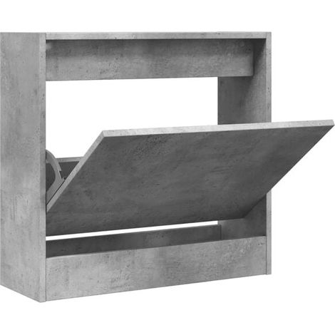 Meuble à chaussures en béton gris, dimensions 60x21x57 cm, fabriqué en bois d'ingénierie. (1/5)
