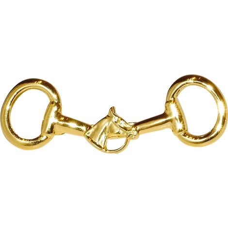 Broche à mordre avec tête de cheval centrale et finition dorée
