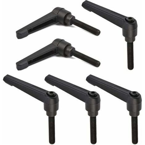 6 PCS Poignée de Levier de Serrage M8, Poignées Réglables 32MM de Machine de Poignée de Filetage Mâle en Acier Inoxydable M8 (Noir) (1/5)